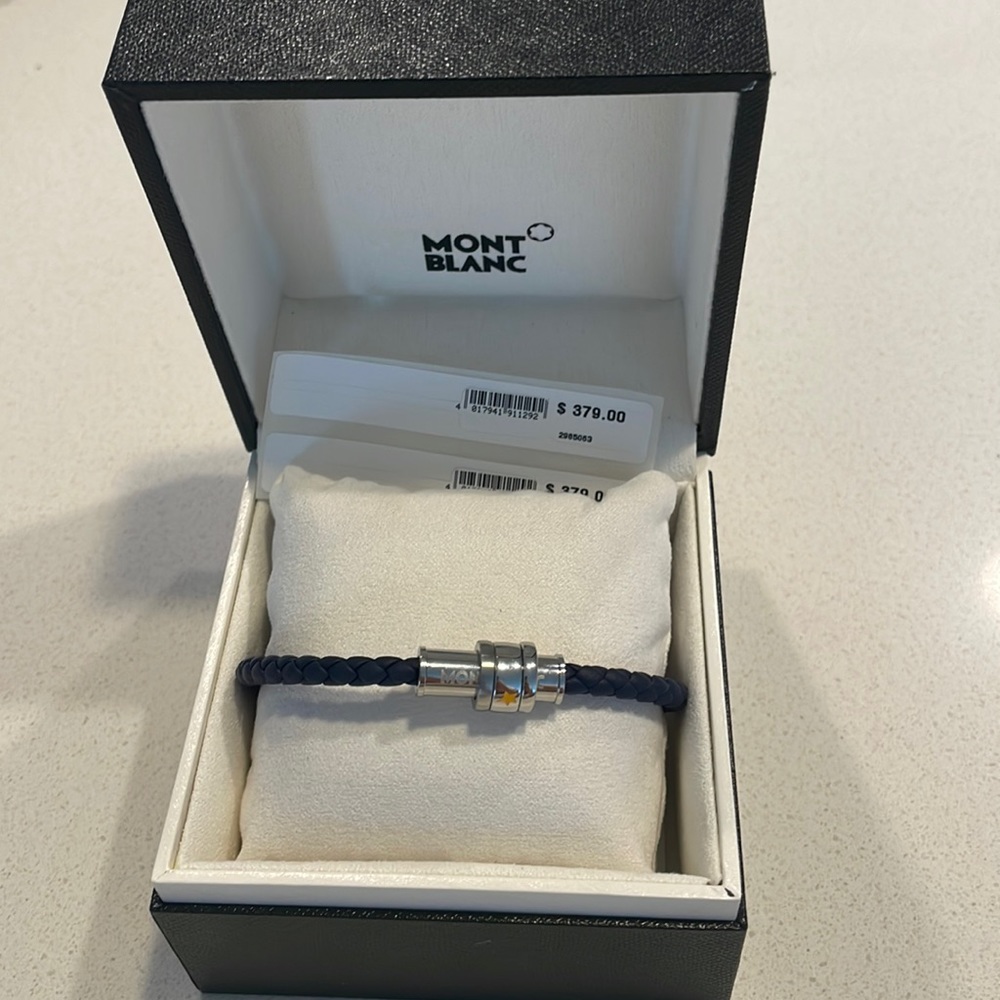 NWT Mont Blanc Le Petit Prince Steel Leather Bracelet